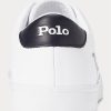 White / Black Men’s Ralph Lauren Longwood Logo Leather Sneakers