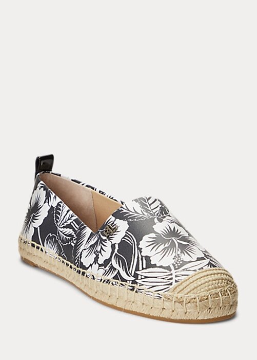 White / Black Women’s Ralph Lauren Cameryn III Floral Leather Espadrille White / Black Women’s Ralph Lauren Cameryn III Floral Leather Espadrille