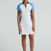 White / Blue Women’s Ralph Lauren Color-Blocked Stretch Jersey Dress