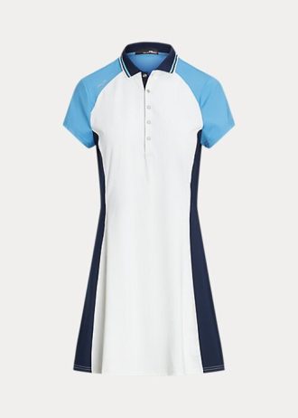 White / Blue Women’s Ralph Lauren Color-Blocked Stretch Jersey Dress