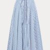 White / Blue Women’s Ralph Lauren Striped Cotton A-Line Skirts
