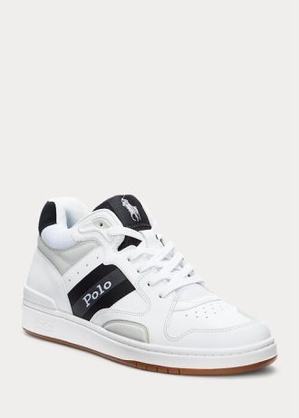 White / Grey Men’s Ralph Lauren Court Mid Pro Sneakers