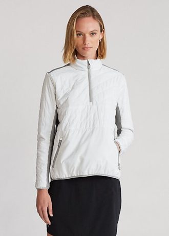White / Grey Women’s Ralph Lauren Hybrid Quarter-Zip Sweatshirts
