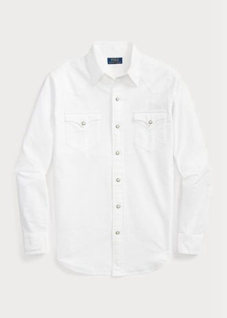 White Men’s Ralph Lauren Classic Fit Oxford Western  Shirts