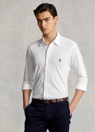 White Men’s Ralph Lauren Featherweight Mesh   Shirts