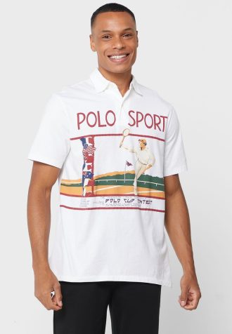 White Men’s Ralph Lauren Graphic Polo Shirts
