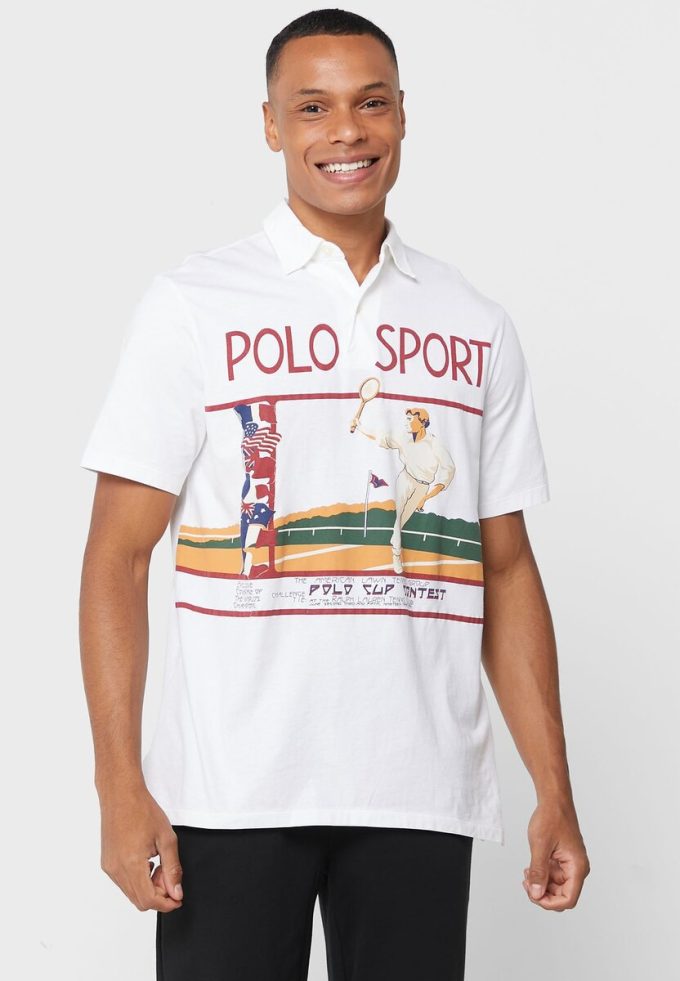 White Men’s Ralph Lauren Graphic Polo Shirts
