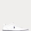 White Men’s Ralph Lauren Hanford Leather Sneakers