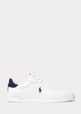 White Men’s Ralph Lauren Heritage Court II Leather Sneakers