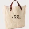 White Men’s Ralph Lauren Logo Canvas Market Tote Bags