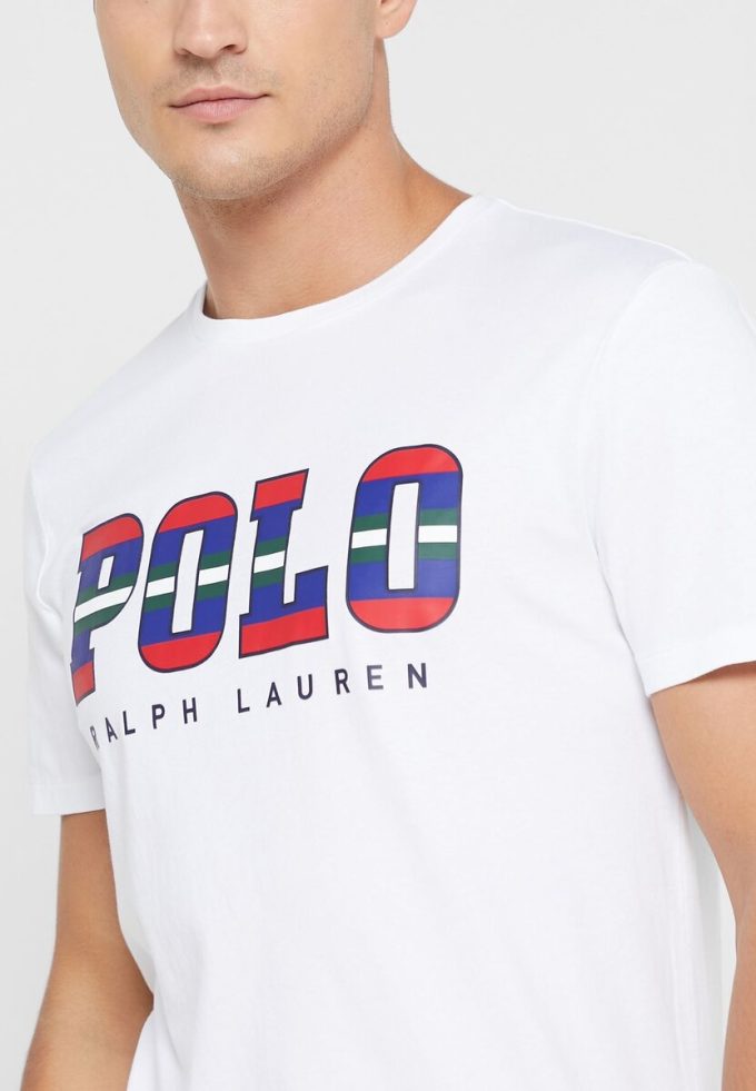 White Men’s Ralph Lauren Logo Crew Neck T Shirts