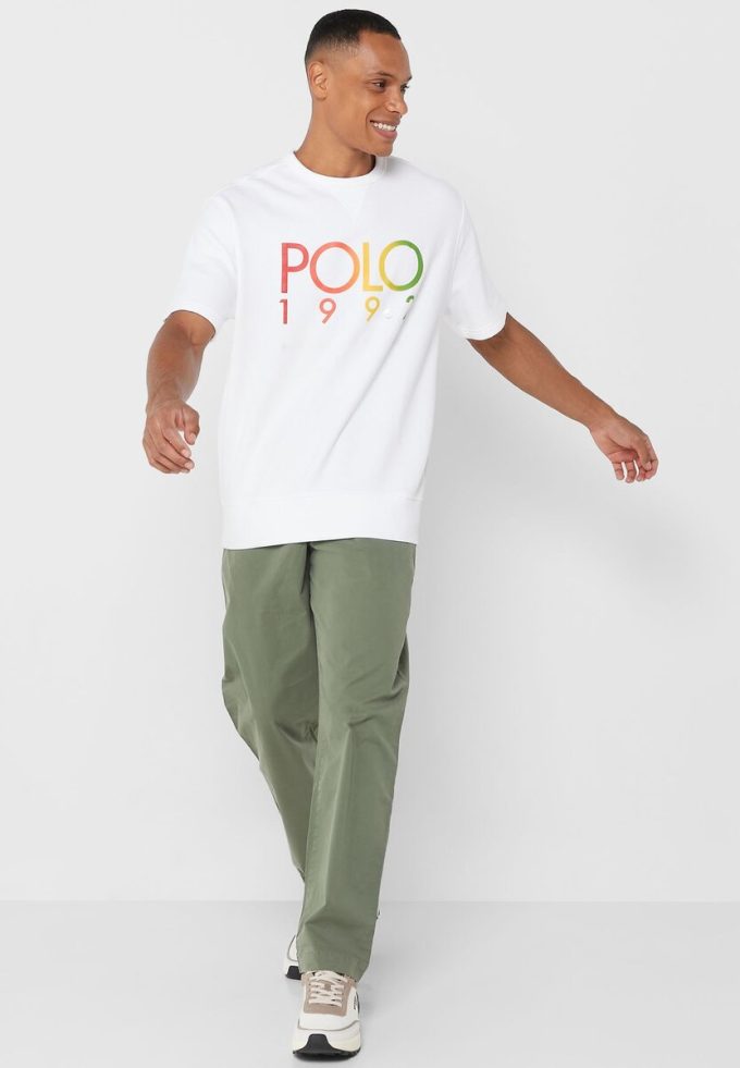 White Men’s Ralph Lauren Logo Crew Neck T Shirts