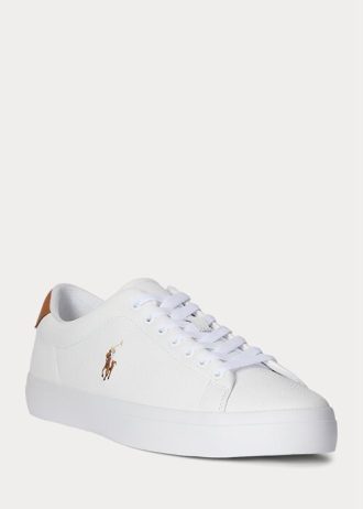 White Men’s Ralph Lauren Longwood Leather Sneakers