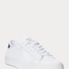 White Men’s Ralph Lauren Nelson Leather-Trim Mesh Sneakers