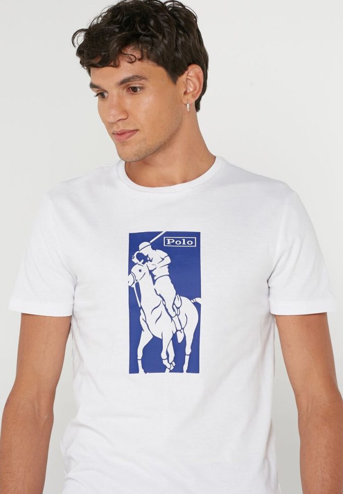 White Men’s Ralph Lauren Printed Crew Neck T Shirts