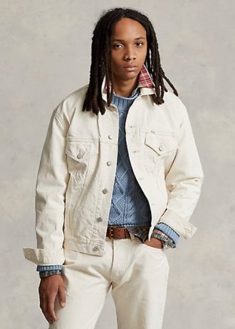 White Men’s Ralph Lauren Relaxed Fit Canvas Trucker Jackets
