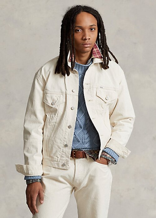 White Men’s Ralph Lauren Relaxed Fit Canvas Trucker Jackets White Men’s Ralph Lauren Relaxed Fit Canvas Trucker Jackets