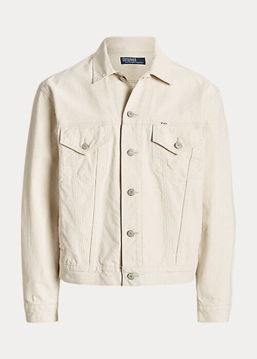White Men’s Ralph Lauren Relaxed Fit Canvas Trucker Jackets White Men’s Ralph Lauren Relaxed Fit Canvas Trucker Jackets