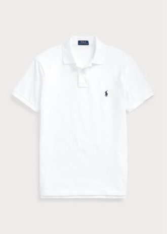 White Men’s Ralph Lauren Slim Fit Mesh  Polo Shirts
