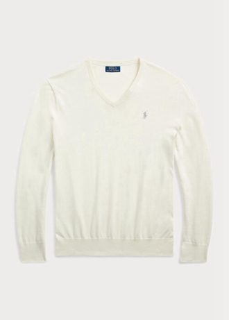White Men’s Ralph Lauren Slim Fit Textured Cotton Jumper Sweaters