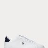 White / Navy Men’s Ralph Lauren Heritage Court II Leather Sneakers