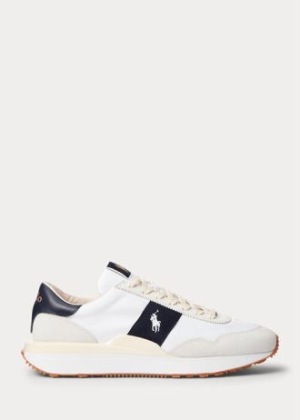 White / Navy Men’s Ralph Lauren Train 89 Suede & Oxford Sneakers