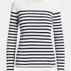 White / Navy Women’s Ralph Lauren Striped Cotton Long-Sleeve T Shirts White / Navy Women’s Ralph Lauren Striped Cotton Long-Sleeve T Shirts