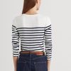 White / Navy Women’s Ralph Lauren Striped Cotton Long-Sleeve T Shirts White / Navy Women’s Ralph Lauren Striped Cotton Long-Sleeve T Shirts