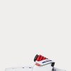 White / Red Men’s Ralph Lauren Color-Blocked Leather Moto Slippers