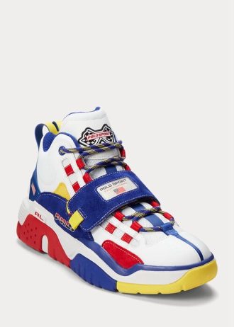 White / Royal Men’s Ralph Lauren PS100 High-Top Sneakers