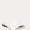 White Women’s Ralph Lauren Andee Eyelet Leather Slippers