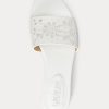 White Women’s Ralph Lauren Andee Eyelet Leather Slippers
