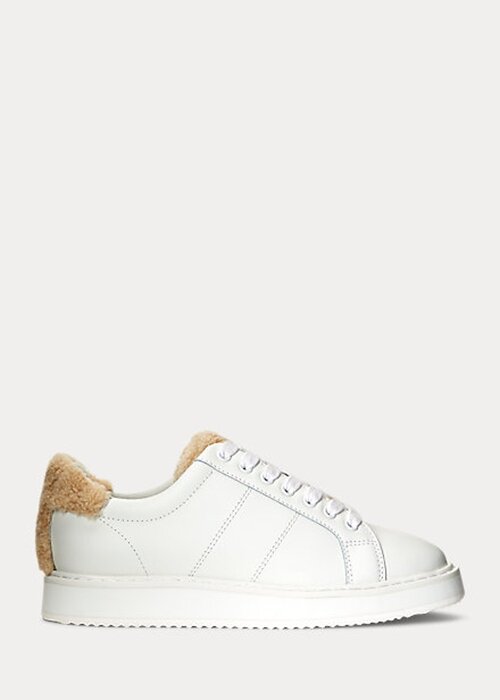 White Women’s Ralph Lauren Angeline IV Action Leather Sneakers White Women’s Ralph Lauren Angeline IV Action Leather Sneakers