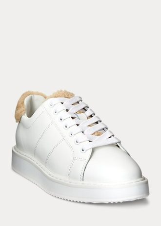 White Women’s Ralph Lauren Angeline IV Action Leather Sneakers
