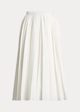 White Women’s Ralph Lauren Arnav Pleated Linen-Blend Skirts