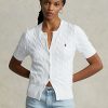 White Women’s Ralph Lauren Cable-Knit Short-Sleeve Sweaters