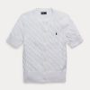 White Women’s Ralph Lauren Cable-Knit Short-Sleeve Sweaters