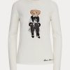 White Women’s Ralph Lauren Cinema Polo Bear Cotton Long-Sleeve T Shirts White Women’s Ralph Lauren Cinema Polo Bear Cotton Long-Sleeve T Shirts