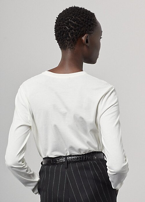 White Women’s Ralph Lauren Cinema Polo Bear Cotton Long-Sleeve T Shirts White Women’s Ralph Lauren Cinema Polo Bear Cotton Long-Sleeve T Shirts