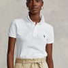 White Women’s Ralph Lauren Classic Fit Mesh Polo Shirts White Women’s Ralph Lauren Classic Fit Mesh Polo Shirts