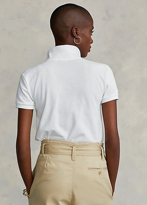 White Women’s Ralph Lauren Classic Fit Mesh Polo Shirts White Women’s Ralph Lauren Classic Fit Mesh Polo Shirts