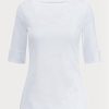 White Women’s Ralph Lauren Cotton Boatneck Tops White Women’s Ralph Lauren Cotton Boatneck Tops