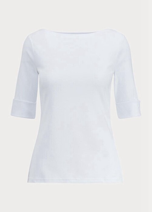 White Women’s Ralph Lauren Cotton Boatneck Tops White Women’s Ralph Lauren Cotton Boatneck Tops