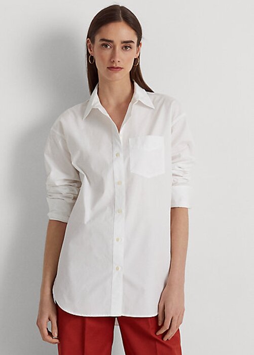 White Women’s Ralph Lauren Cotton Broadcloth Shirts White Women’s Ralph Lauren Cotton Broadcloth Shirts