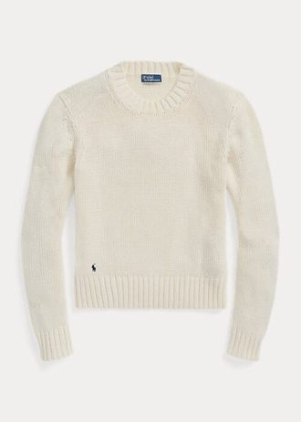 White Women’s Ralph Lauren Cotton Crewneck Sweaters