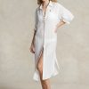 White Women’s Ralph Lauren Cotton-Linen Translucentdress Dress