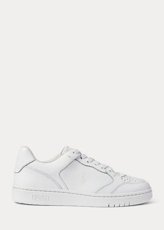 White Women’s Ralph Lauren Court Leather Sneakers