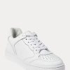 White Women’s Ralph Lauren Court Leather Sneakers White Women’s Ralph Lauren Court Leather Sneakers