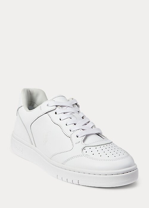 White Women’s Ralph Lauren Court Leather Sneakers White Women’s Ralph Lauren Court Leather Sneakers