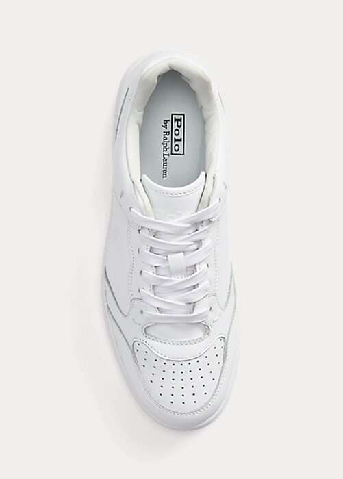 White Women’s Ralph Lauren Court Leather Sneakers White Women’s Ralph Lauren Court Leather Sneakers